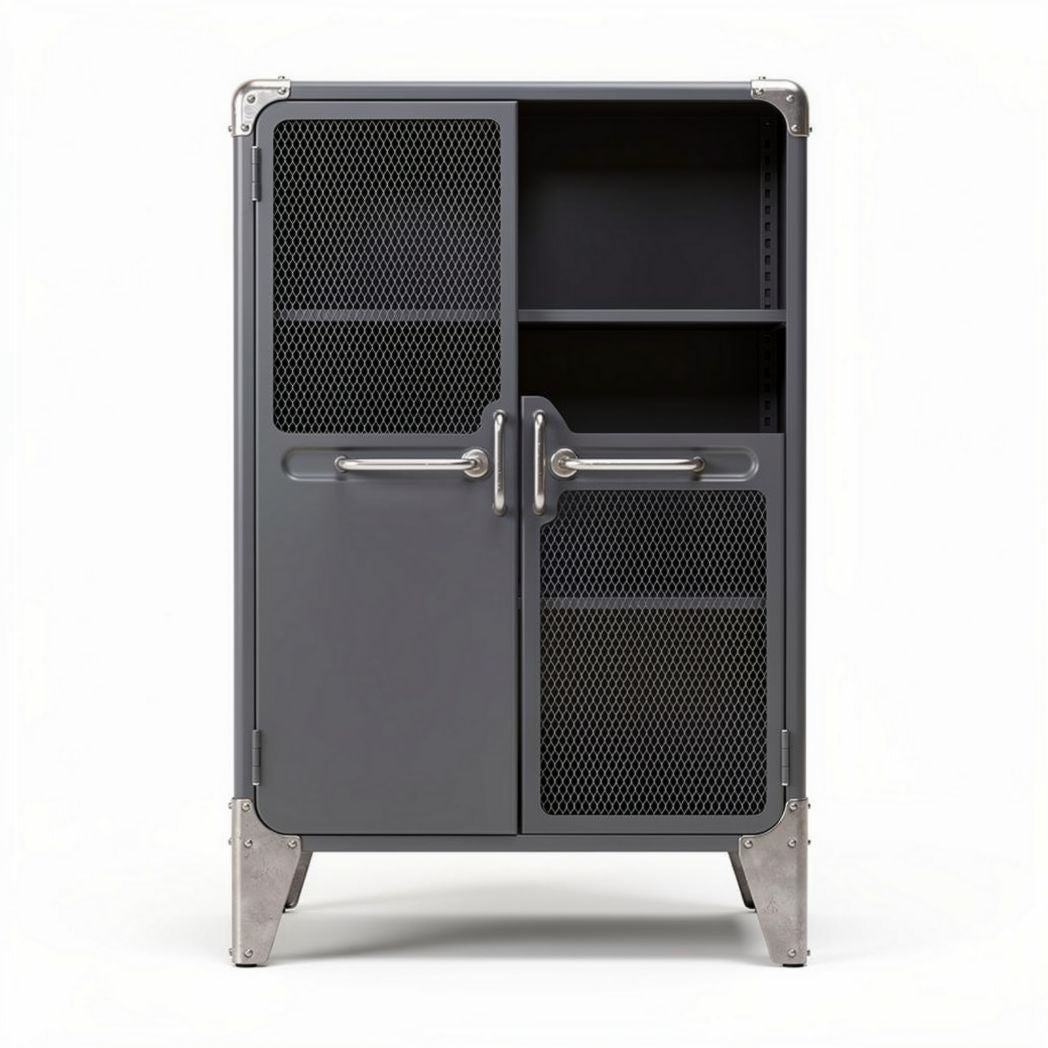 Armadio in metallo con ante a rete per deposito – 80 x 40 x 120 cm