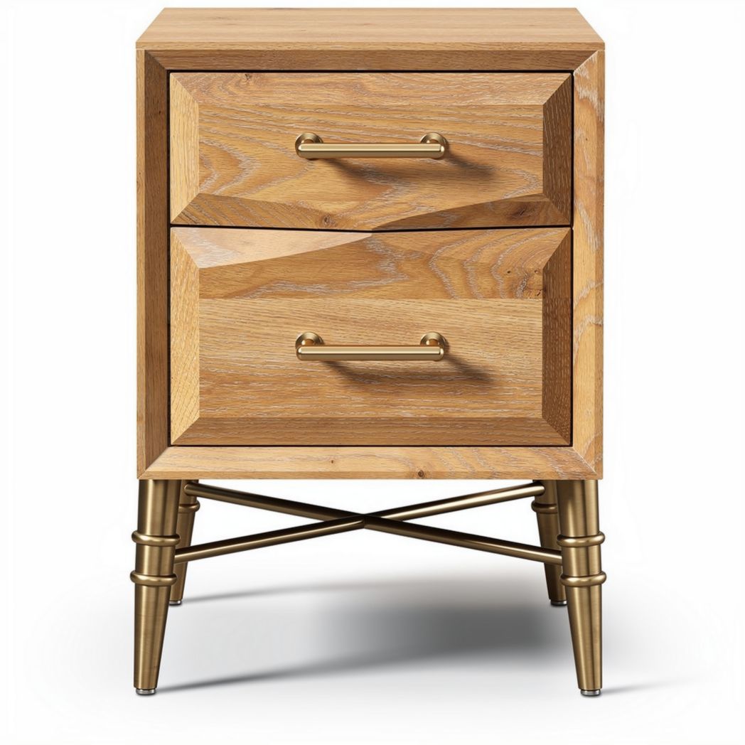 Comodino in legno con due cassetti per camera da letto – 50 x 40 x 60 cm
