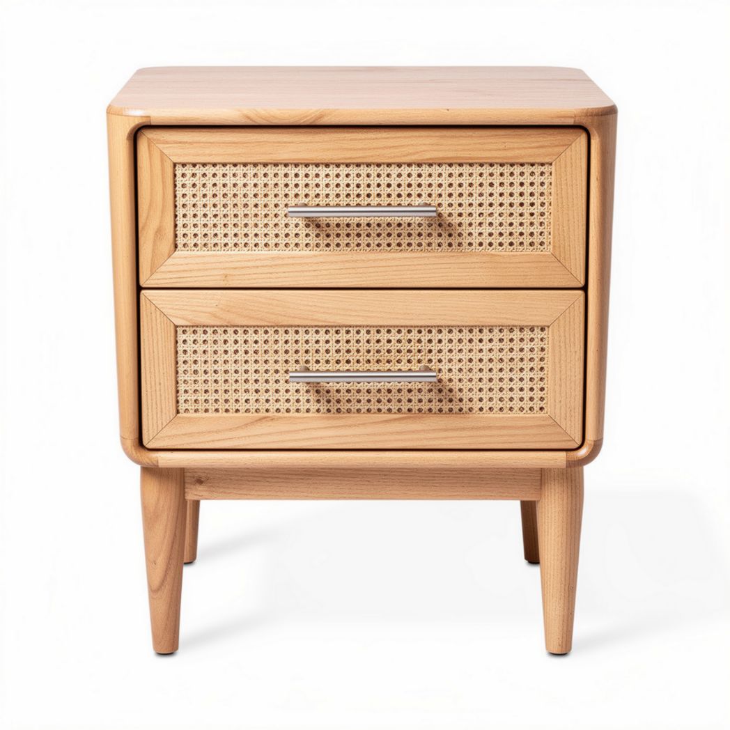 Comò in legno di pino con due cassetti per camera da letto – 45 x 40 x 50 cm