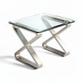 Tavolino da caffè con struttura in acciaio inox e piano in vetro temperato – 60 x 60 x 45 cm