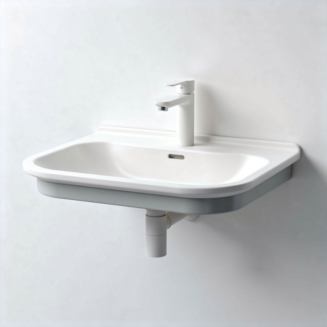 Lavabo da parete in ceramica per bagno – 60 x 45 x 15 cm