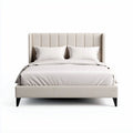 Letto matrimoniale con testiera imbottita per camera da letto – tessuto misto – 200 x 160 x 100 cm
