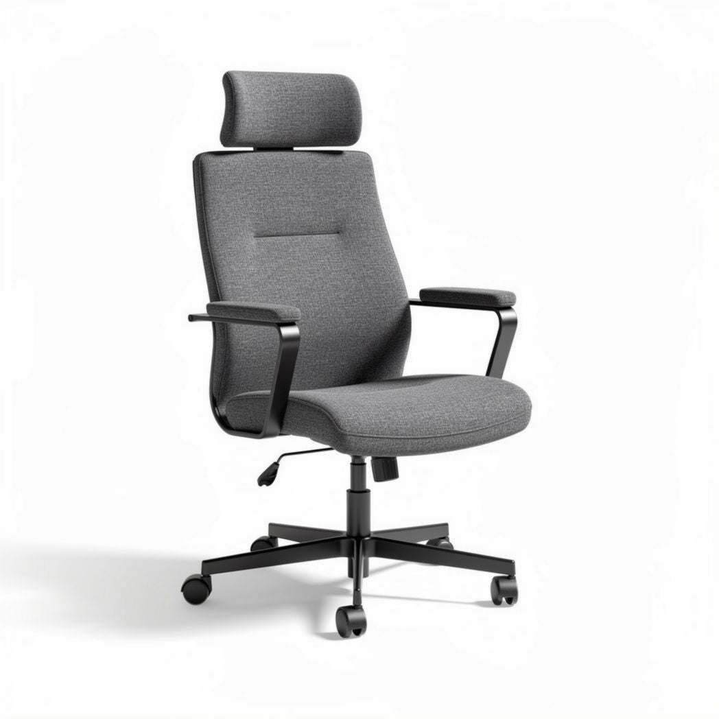Sedia da ufficio ergonomica con braccioli per lavoro – tessuto grigio – 60 x 60 x 110 cm