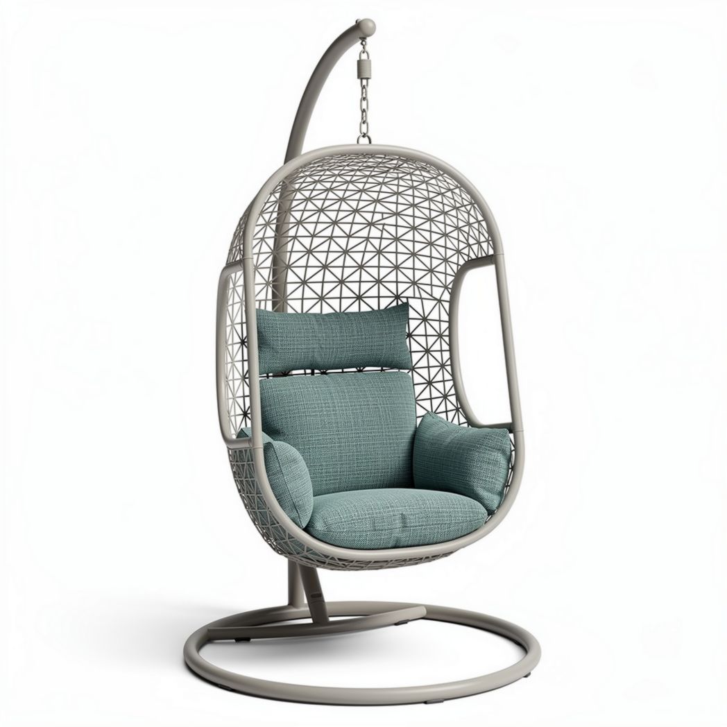 Sedia a dondolo in rattan sintetico per interni ed esterni – 90 x 80 x 120 cm
