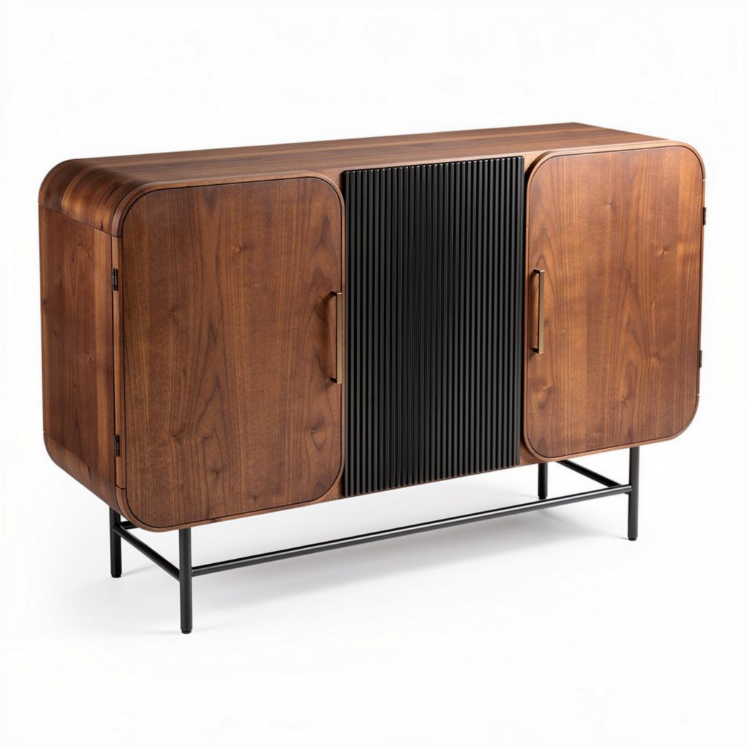 Mobile contenitore in legno con dettagli in metallo per soggiorno – 120 x 40 x 80 cm